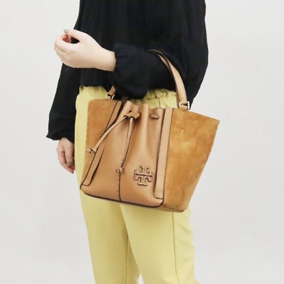 Tory Burch Handbags - Tory Burch Women's‎ Mcgraw Dragonfly Bag Office Suede Leather In Tiramisu